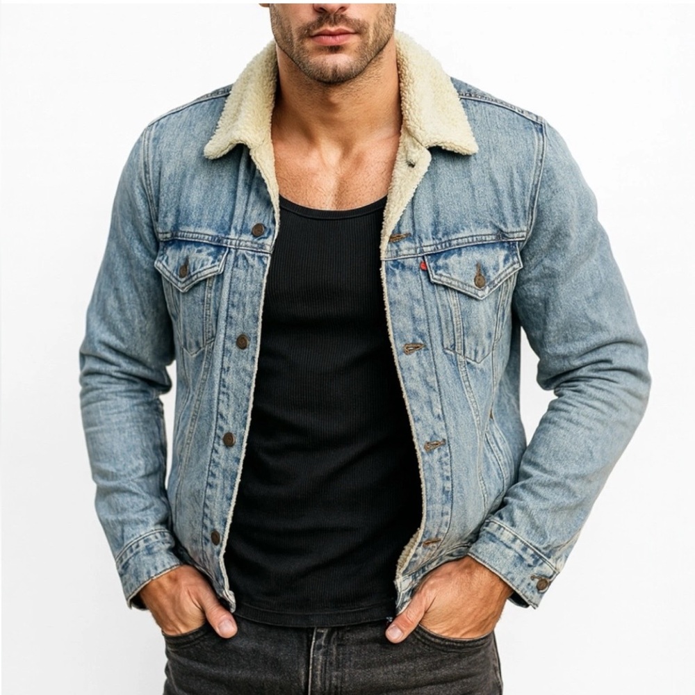 Levi’s Men’s Sherpa Lined Denim Trucker Jacket Size Large $130 Button Up